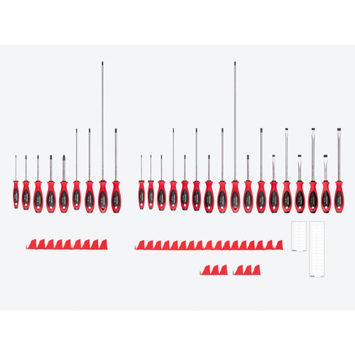Main product image of Phillips and Slotted Screwdriver Set w/ Red Modular Organizers - 4", 8", 18" Shanks, 26-Piece (#0 - #4, 3 - 14mm)