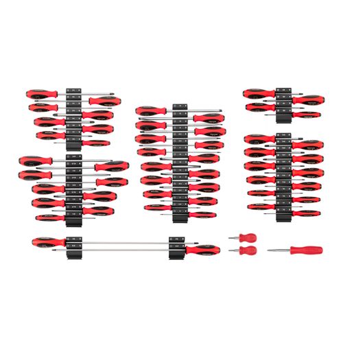 Main product image of Phillips, Slotted, Torx, Square Screwdriver Set w/ Black Modular Organizers - 4", 8", 18" Shanks (54-Piece)