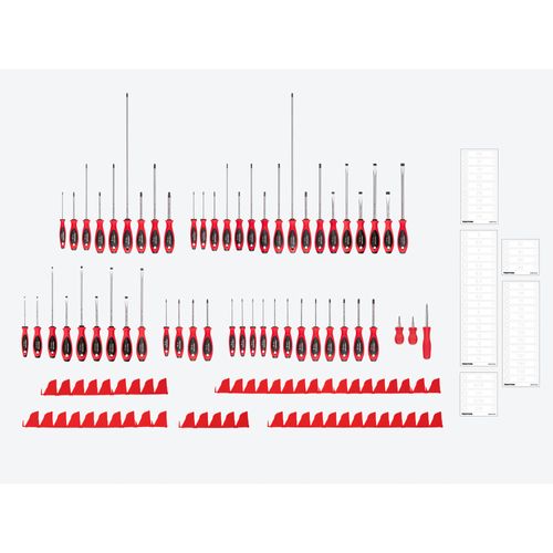 Main product image of Phillips, Slotted, Torx, Square Screwdriver Set w/ Red Modular Organizers - 4", 8", 18" Shanks (54-Piece)
