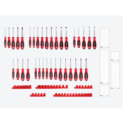 Main product image of Phillips, Slotted, Torx, Square Screwdriver Set w/ Red Modular Organizers - 4" Shanks (35-Piece)