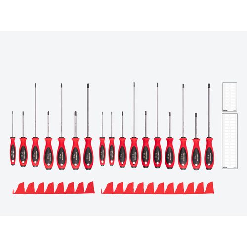 Main product image of Phillips and Slotted Screwdriver Set w/ Red Modular Organizers - 4", 8" Shanks, 17-Piece (#0 - #3, 3 - 8mm)