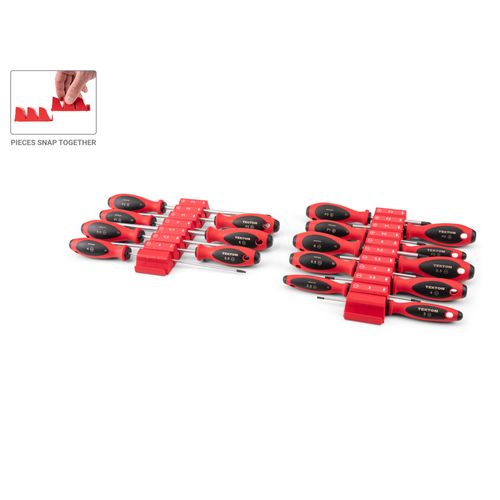 Main product image of Phillips and Slotted Screwdriver Set w/ Red Modular Organizers - 4", 8" Shanks, 17-Piece (#0 - #3, 3 - 8mm)