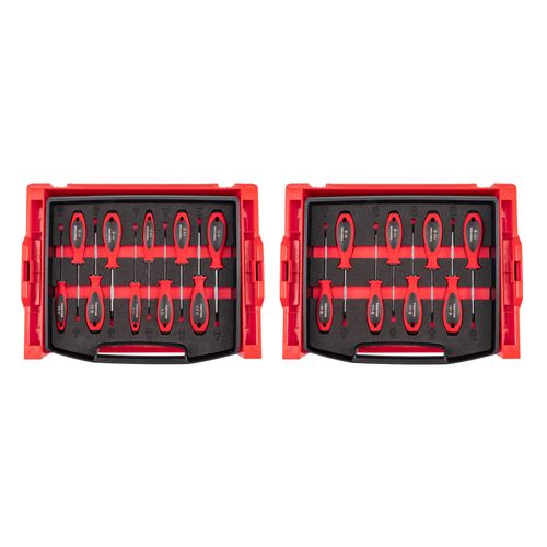 Main product image of Phillips, Slotted, Torx, Square Screwdriver Set w/ Open Top Drawer and Rack - 4" Shanks, 18-Piece (#0 - #3, 3 - 8mm, T10 - T30, #1 - #2)