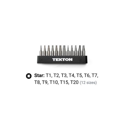 Main product image of 4mm Star Bit Set w/ Rail, 12-Piece (T1 - T20)
