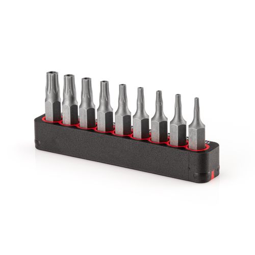 Main product image of 1/4" Star Security Bit Set with Rail, 9-Piece (TR7-TR30)