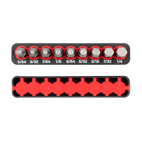 Main product image of 1/4" Hex Bit Set with Rail, 9-Piece (5/64-1/4")