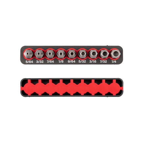 Main product image of 1/4" Hex Security Bit Set with Rail, 9-Piece (5/64-1/4")