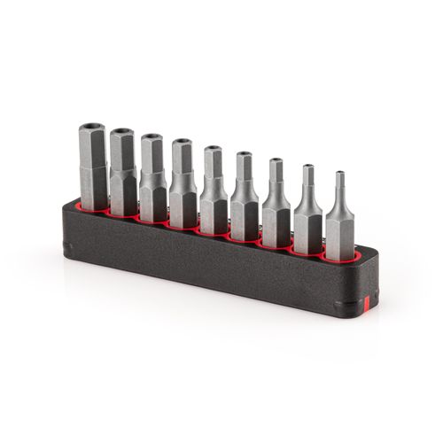 Main product image of 1/4" Metric Security Hex Bit Set with Rail, 9-Piece (2-6mm)