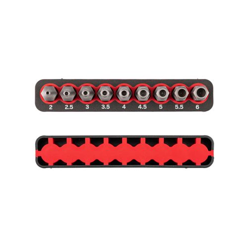 Main product image of 1/4" Metric Security Hex Bit Set with Rail, 9-Piece (2-6mm)