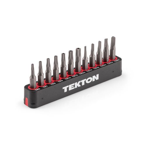 Main product image of 4mm Tamper Star and Triangle Bit Set w/ Rail, 12-Piece (TR6 - TR20, TA14 - TA27)