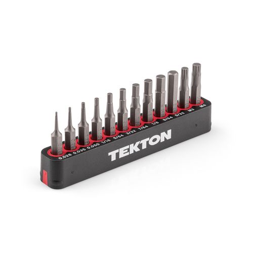 Main product image of 4mm Hex and Triple Square Bit Set w/ Rail, 12-Piece (0.028 - 5 and 32", M3 - M4)