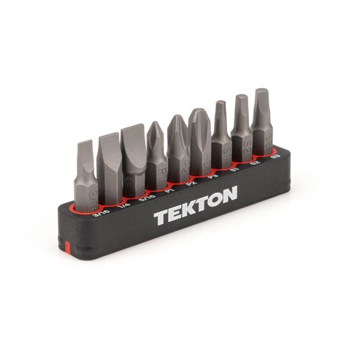 Main product image of 1/4" Phillips, Slotted, Square Bit Set with Rail, 9-Piece (#1-#3, 3/16-5/16", S1-S3)