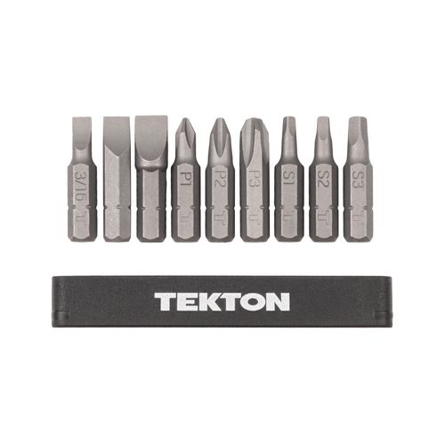 Main product image of 1/4" Phillips, Slotted, Square Bit Set with Rail, 9-Piece (#1-#3, 3/16-5/16", S1-S3)
