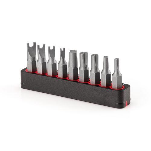 Main product image of 1/4" Clutch and Spanner Security Bit Set with Rail, 9-Piece (1/8-1/4", #4-#10)