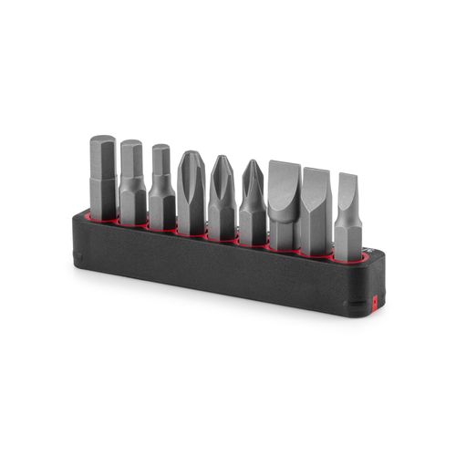 Main product image of 1/4" Hex, Phillips, Slotted Bit Set w/ Rail (9-Piece)
