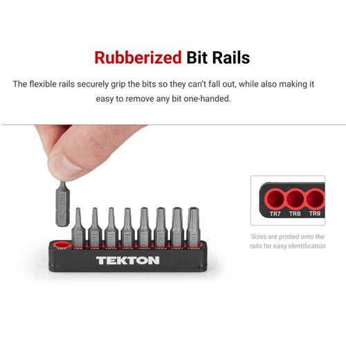 Main product image of 1/4" Hex, Phillips, Slotted Bit Set w/ Rail (9-Piece)
