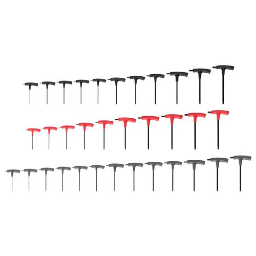 Main product image of Ball End Hex and Star T-Handle Key Set, 34-Piece (5/64-3/8", 2-10mm, T6-T50)