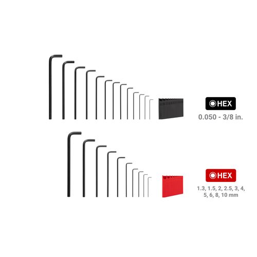Main product image of Flat End Hex L-Key Set with Holders, 23-Piece (0.050-3/8", 1.3-10 mm)