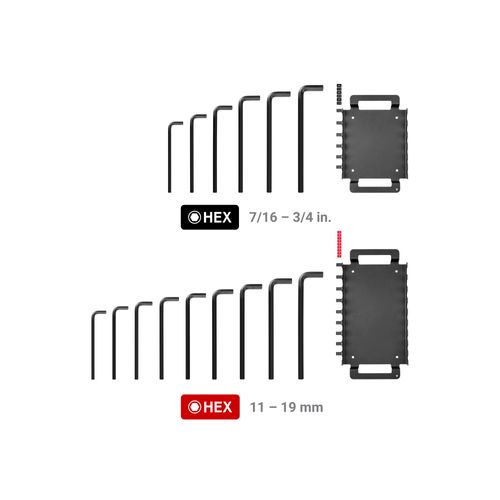 Main product image of Flat End Hex L-Key Set with Rack, 15-Piece (7/16-3/4", 11-19mm)