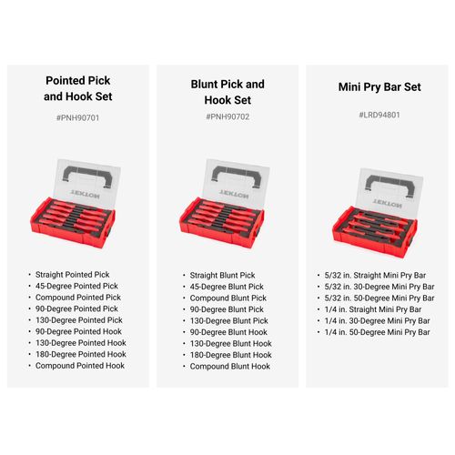 Main product image of Pick, Hook, and Mini Pry Bar Set w/ Mini Stacking Tool Boxes (24-Piece)