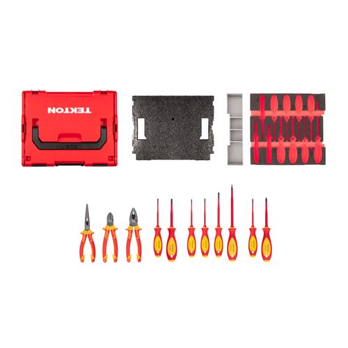 Main product image of Insulated Drivers and Pliers Set w/ Stacking Tool Box and Organizer Bin, 11-Piece (Combination, Long Nose, Diagonal Cutting)