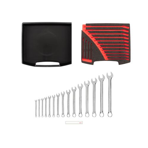 Main product image of Combination Wrench Set with Open Top Drawer and Rack, 15-Piece (1/4-1")
