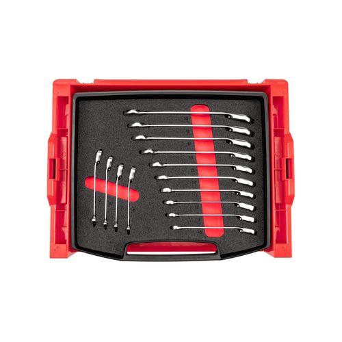Main product image of Reversible 12-Point Ratcheting Combination Wrench Set with Open Top Drawer and Rack, 14-Piece (6-19mm)