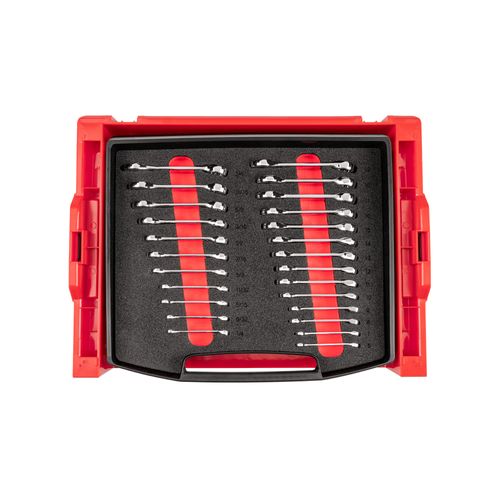 Main product image of Stubby Combination Wrench Set with Open Top Drawer and Rack, 25-Piece (1/4-3/4", 6-19mm)