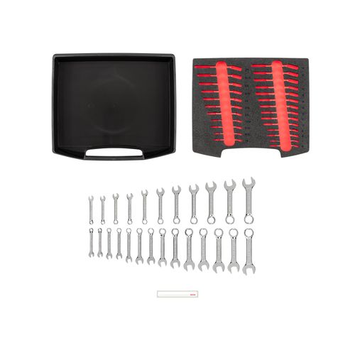 Main product image of Stubby Combination Wrench Set with Open Top Drawer and Rack, 25-Piece (1/4-3/4", 6-19mm)