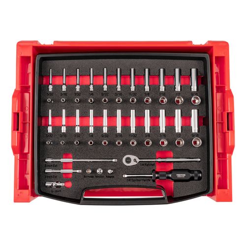 Main product image of 1/4" Drive 6-Point and 12-Point Socket and Ratchet Set with Open Top Drawer and Rack, 52-Piece (5/32-9/16")