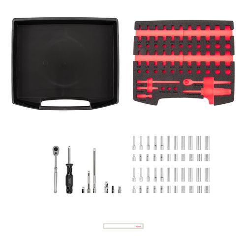 Main product image of 1/4" Drive 6-Point and 12-Point Socket and Ratchet Set with Open Top Drawer and Rack, 52-Piece (5/32-9/16")