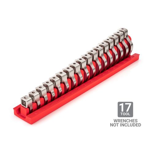 Main product image of 17-Tool 3/8" Drive Crowfoot Wrench Organizer Rack, Red (8-24mm)