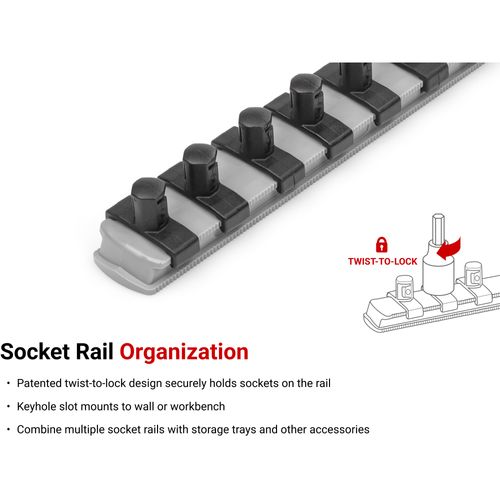 Main product image of 3/8" Drive 2-Rail Socket Organizer Set, Gray (40-Tool)