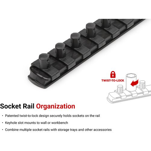 Main product image of 3/8" Drive 3-Rail Socket Organizer Set, Black (60-Tool)