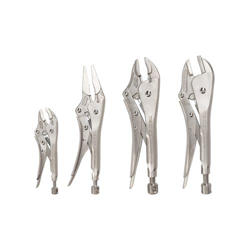 Main product image of Locking Pliers Set, 4-Piece (Straight Jaw, Curved Jaw, Long Nose)