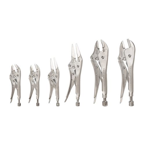 Main product image of Locking Pliers Set, 6-Piece (Straight Jaw, Curved Jaw, Long Nose)