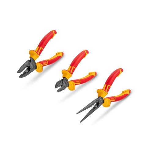 Main product image of Insulated Pliers Set, 3-Piece (Combination, Long Nose, Diagonal Cutting)