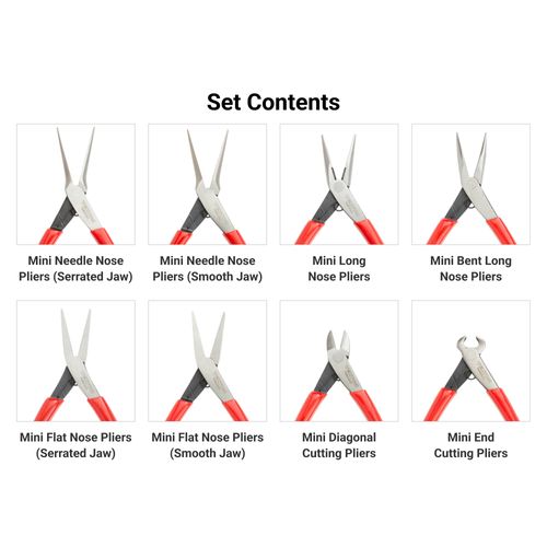Main product image of Mini Pliers Set with Pouch, 8-Piece (Needle Nose, Long Nose, Flat Nose, Cutting)