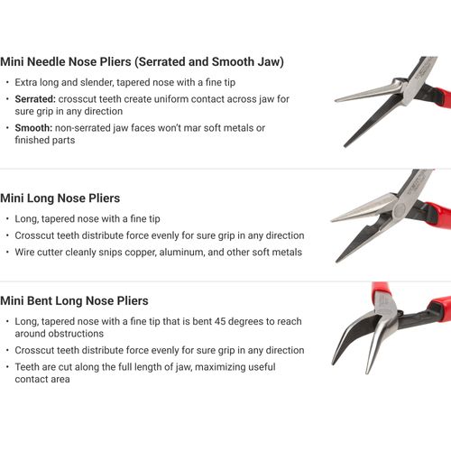 Main product image of Mini Pliers Set with Pouch, 8-Piece (Needle Nose, Long Nose, Flat Nose, Cutting)