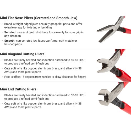 Main product image of Mini Pliers Set with Pouch, 8-Piece (Needle Nose, Long Nose, Flat Nose, Cutting)