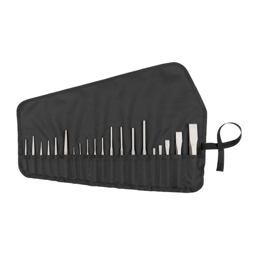 Main product image of Punch and Chisel Set with Pouch, 20-Piece (Center, Solid, Pin, Chisel)