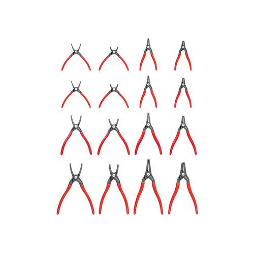 Main product image of 5", 7", & 9" Internal and External Retaining Ring Pliers Set, 16 Pieces (0.037", 0.047", 0.070", 0.090" Tips)