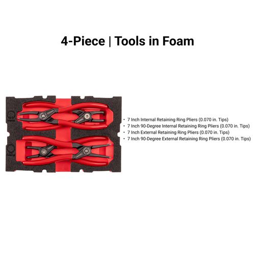Main product image of 7" Internal and External Retaining Ring Pliers Set w/ Mini Stacking Tool Box, 4-Piece (0.070" Tips)