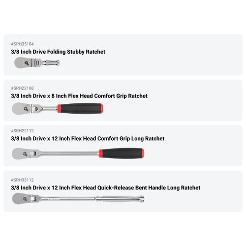 Main product image of 3/8" Drive Comfort Grip Ratchet, L-Handle, and Breaker Bar Set (10-Piece)
