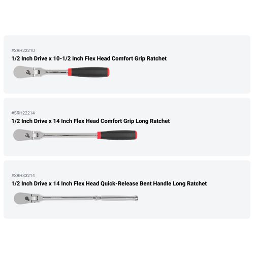 Main product image of 1/2" Drive Comfort Grip Ratchet, L-Handle, and Breaker Bar Set (9-Piece)