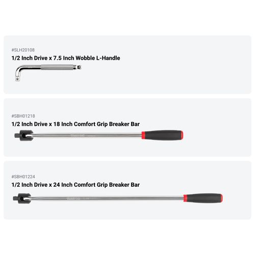 Main product image of 1/2" Drive Comfort Grip Ratchet, L-Handle, and Breaker Bar Set (9-Piece)