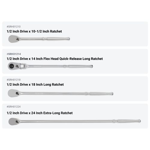 Main product image of 1/4, 3/8, 1/2" Drive Ratchet and Breaker Bar Set (15-Piece)