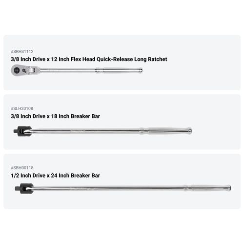 Main product image of 1/4, 3/8, 1/2" Drive Ratchet and Breaker Bar Set (15-Piece)