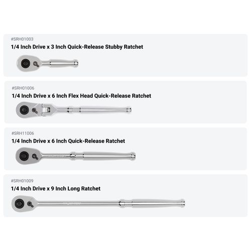 Main product image of 1/4, 3/8, 1/2" Drive Quick-Release Ratchet and Breaker Bar Set (15-Piece)