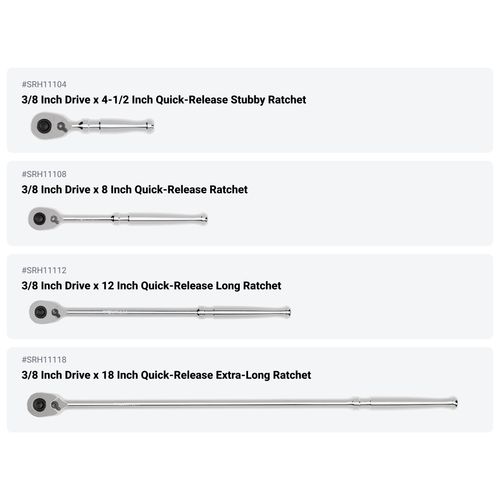 Main product image of 1/4, 3/8, 1/2" Drive Quick-Release Ratchet and Breaker Bar Set (15-Piece)
